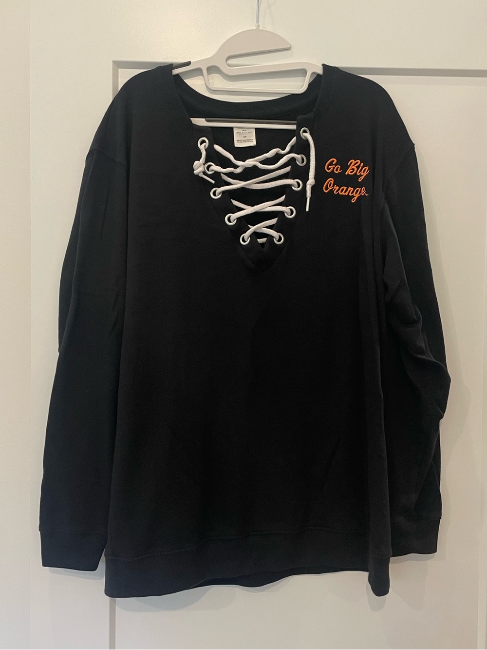 VS PINK Black Lace-Up Pullover Sweatshirt TENNESSEE "Go Big Orange" Large